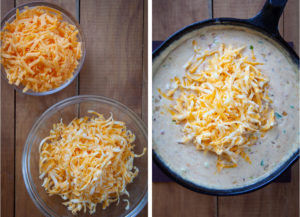 Stir in the grated cheese.