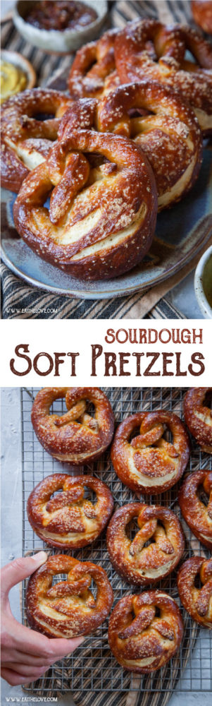These soft sourdough pretzels are one of the easiest sourdough bread recipes out there! #sourdough #pretzels #softpretzels #bread #homemade #recipe #baking