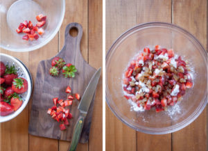 Place the chopped strawberries and filling ingredients in a bowl and toss to combine.