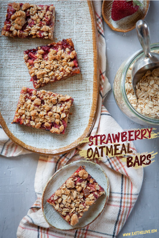 Strawberry oatmeal bars on a plate.