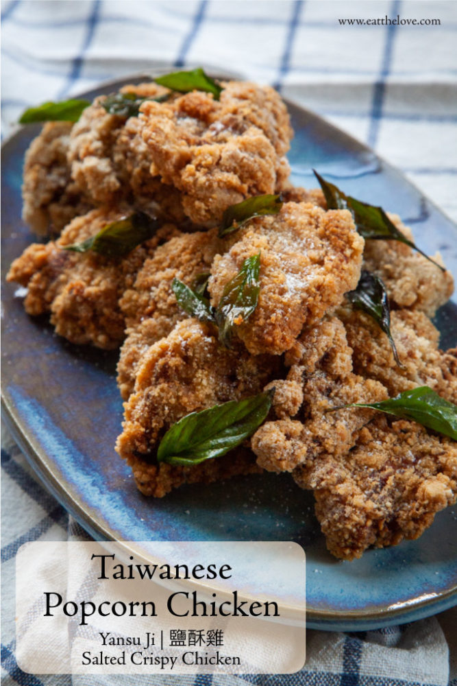 A plate with Taiwanese popcorn chicken on it.