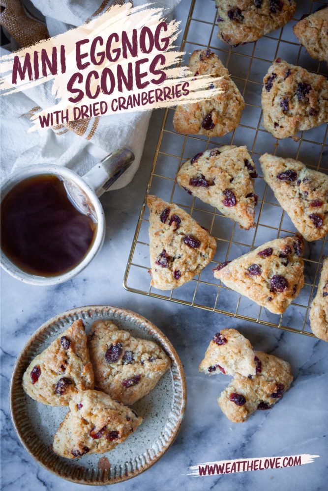 Mini Eggnog Scones with Dried Cranberries