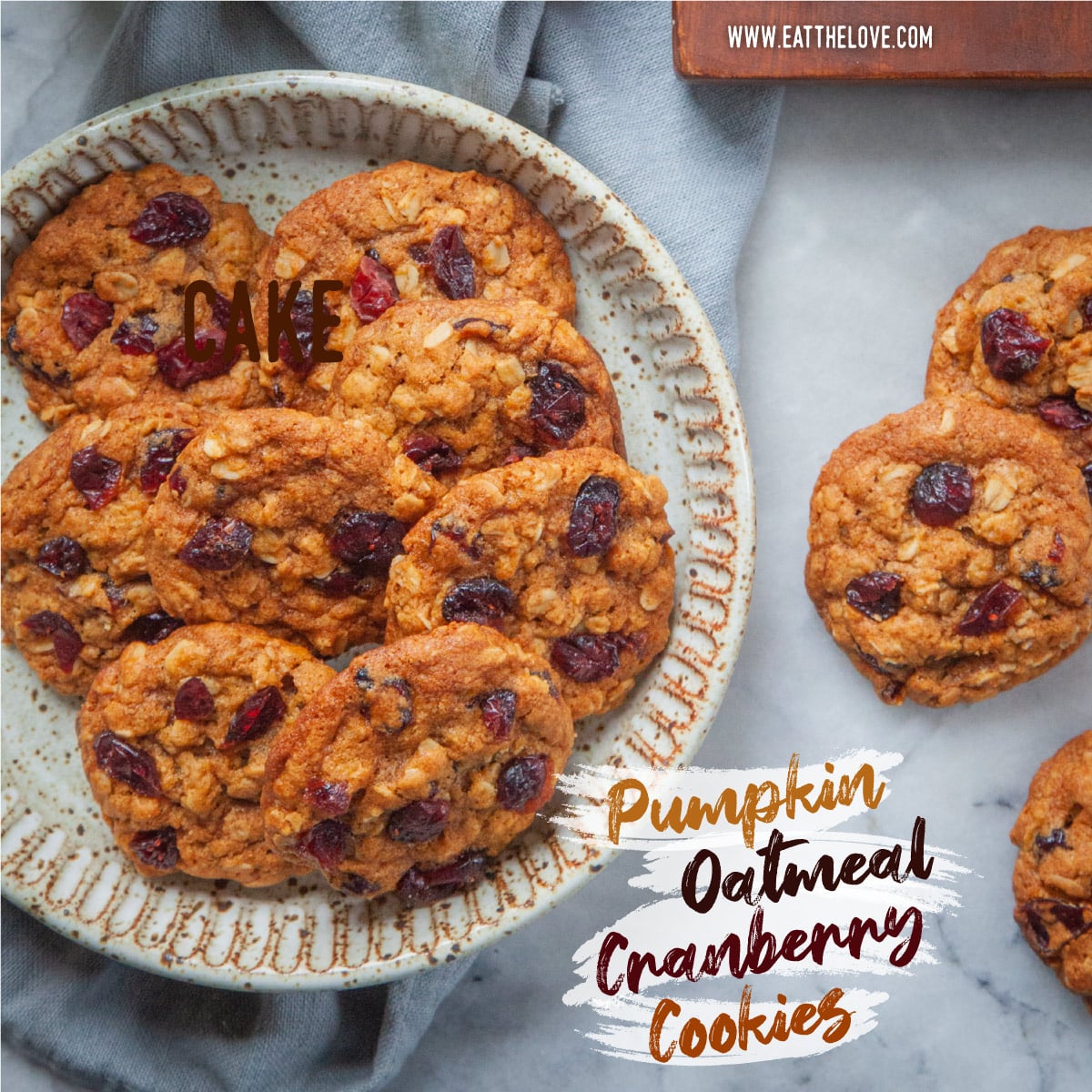 Pumpkin Oatmeal Cranberry Cookies - Eat The Love